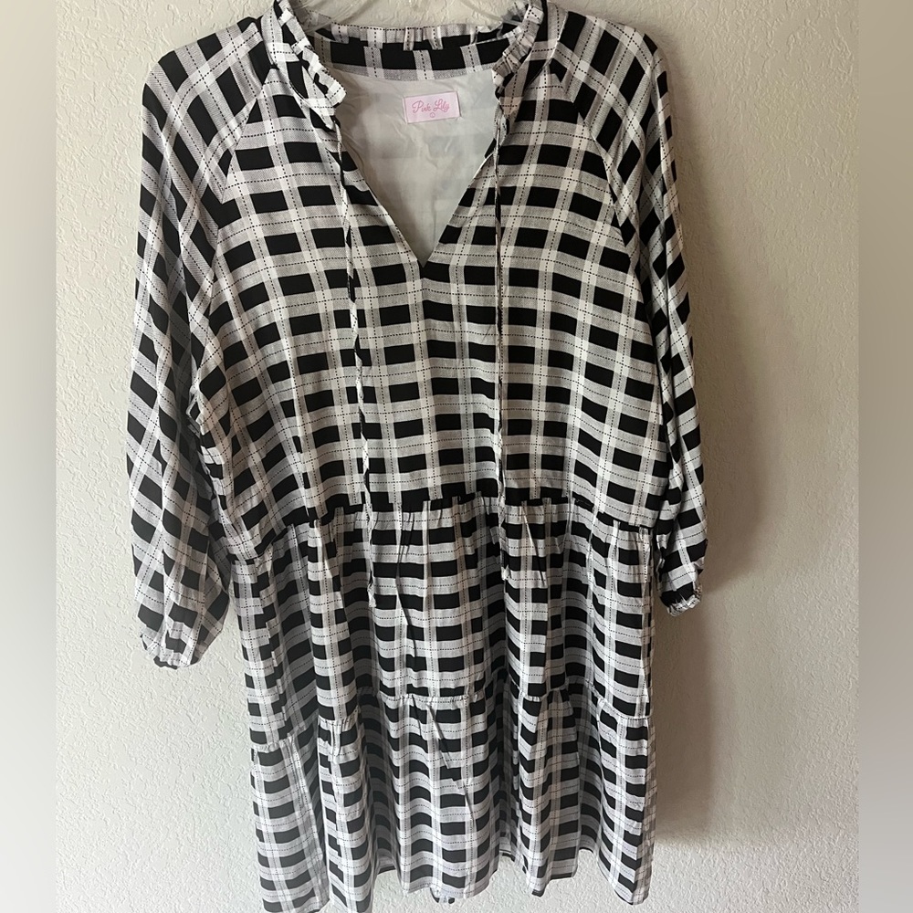 Pink Lily Buffalo Plaid Dress